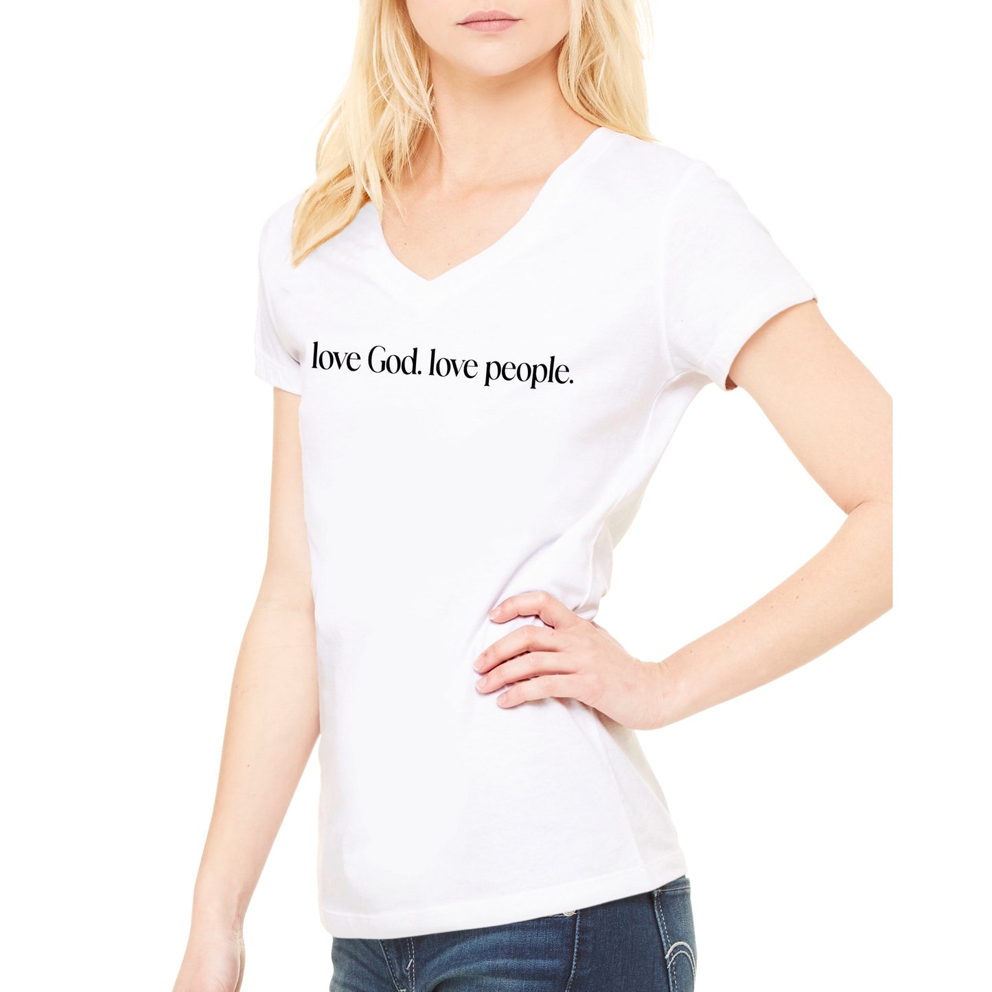 Love God. Love People  -  Women's V-Neck T-shirt